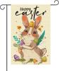 Happy Easter Garden Ag, 12x18in Cute Rabbit Ower Garden Ag Colorful Double-Sided Easter Bunny Yard Ag Easter Day Dec SSL