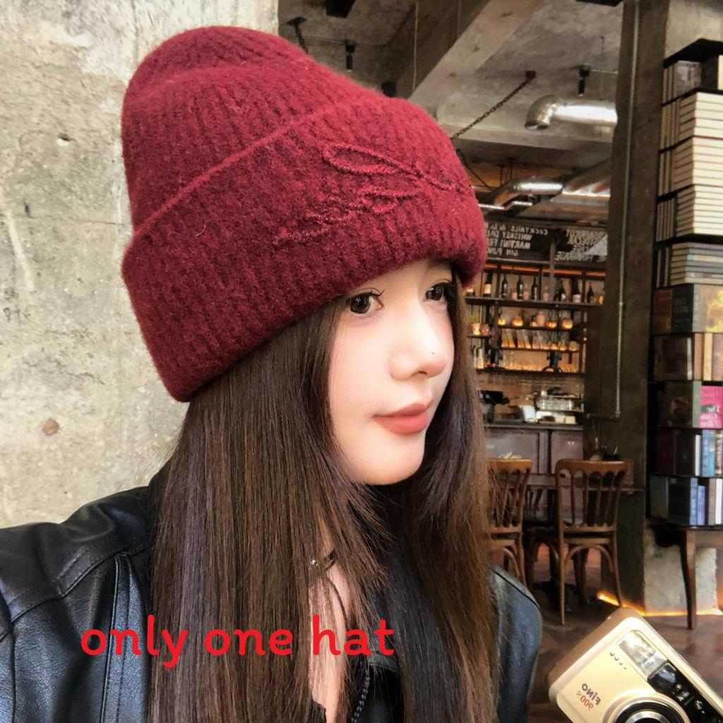 Wool Blend Letter Knitted Hat For Women Winter Cold Weather Warmth