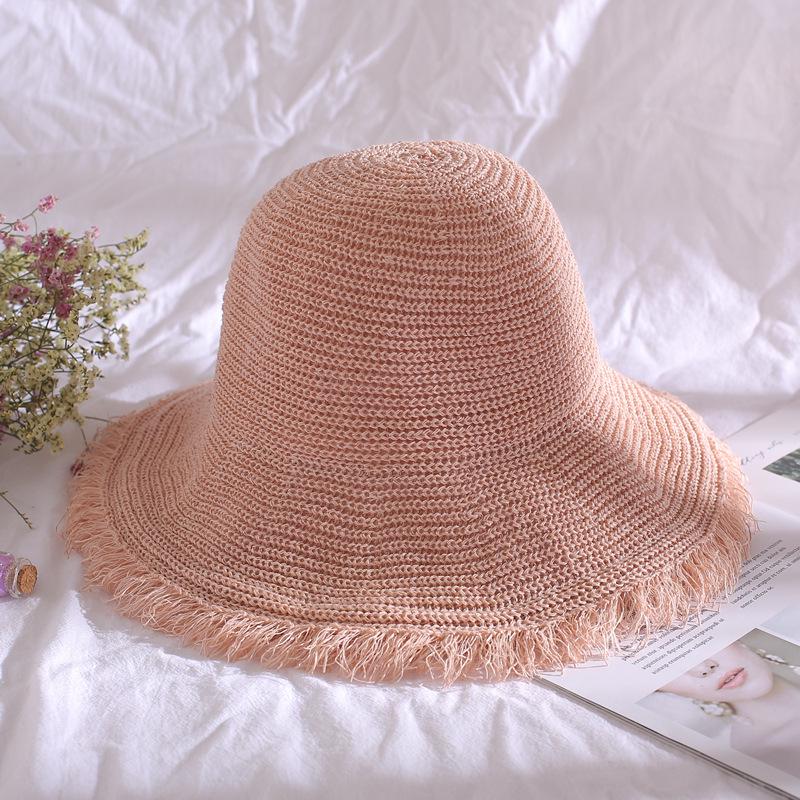 Xue Li Women's Korean Wide-Brim Straw Hat - Breathable, Raw Edge, Sun Protection for Summer and Beach