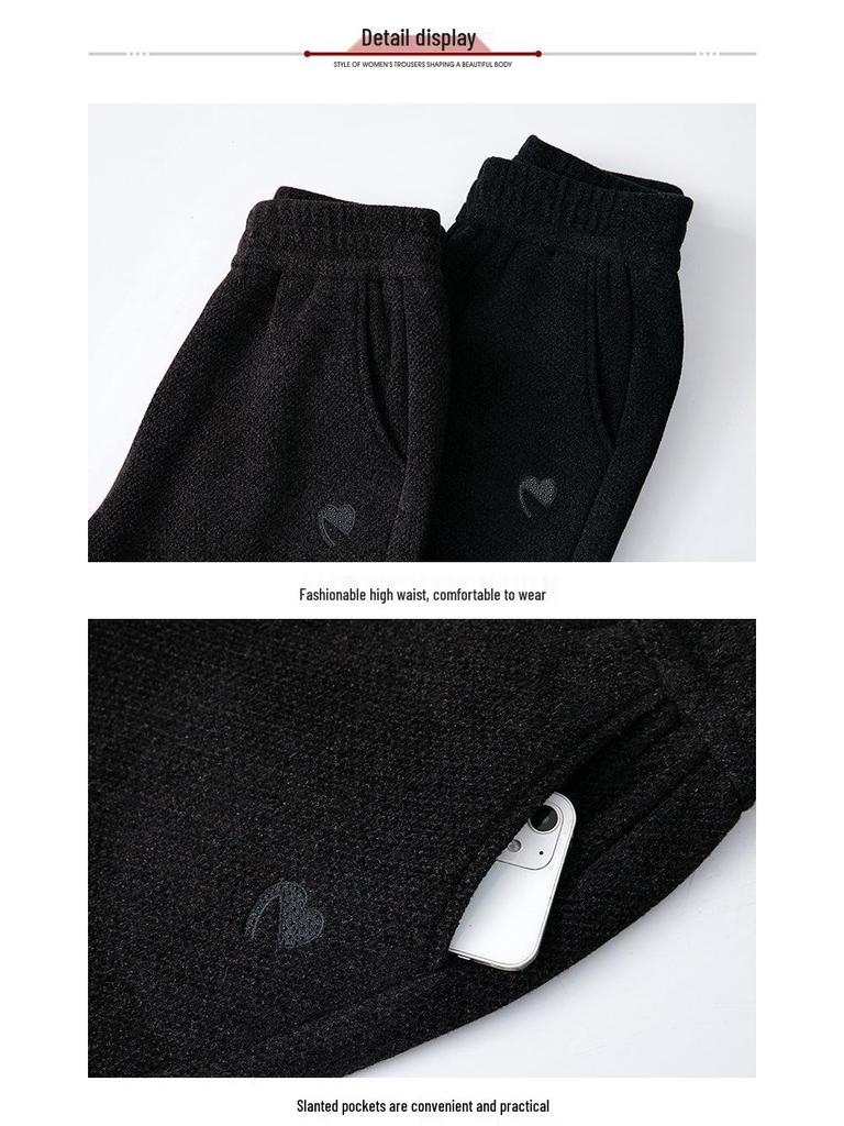 Women's High-Waisted Fleece-Lined Cigarette Pants, 2024 Winter Style, Warm Thickened Plus Size Casuals