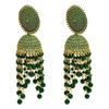 Women's Traditonal Indian Antique Gold Plated Black Meenakari, CZ, Pearls Jhumka Earrings