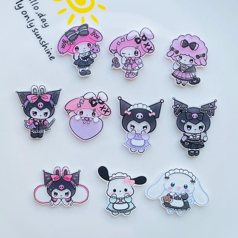 10 Pcs New Kawaii Cartoon Animal Rabbits, Puppies Series Acrylic Flat Diy Jewelry Children Gift Hairpin Accessories A89