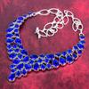 Blaue Saphir Halskette, handgefertigte Edelstein Halskette, 925 Sterling Silber Halskette Antiker Schmuck, Für Verlobungsgeschenk
