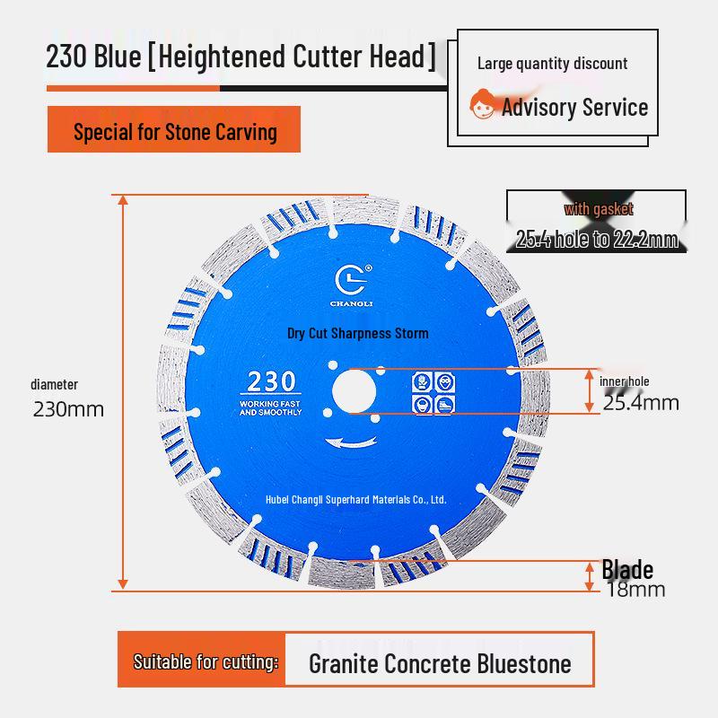 Storm Diamond Cutting Blade: Dry, Irregular Shape, Sizes 190/230/250 for Stone Engraving & Grinding