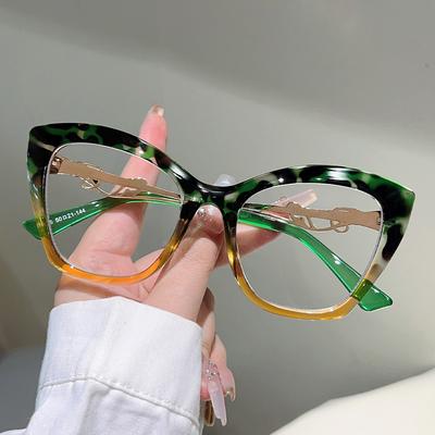 Übergroße Cat-Eye-Brille Damen Mode Mehrfarbig Blaulichtfilternde Optische Fassungen Trendiges Stilvolles Design Dekor Brillen