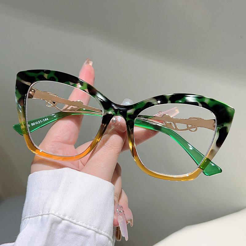 Oversize Cat Eye Glasses Women Fashion Multi-color Blue Light Blocking Optical Frames Trendy Stylish Design Decor Eyewear