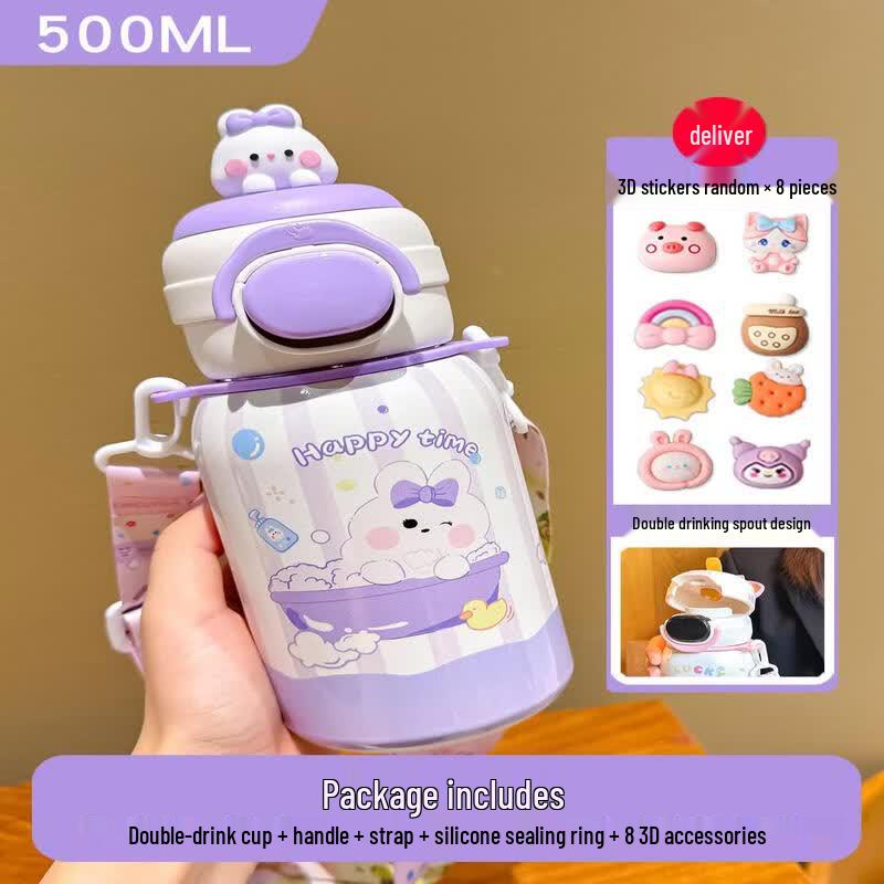 Smart Temperature Display Kids Insulated Straw Bottle