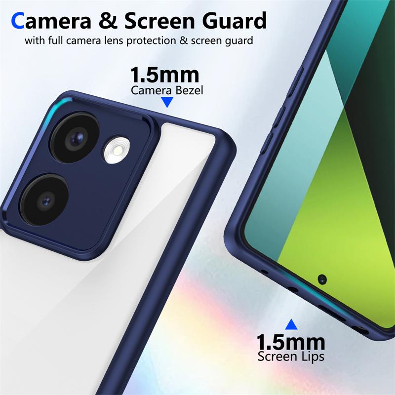 For Xiaomi Poco M6 Pro 4G Case Plating Silicone Bumper Shockproof Clear Back Cover Hard Matte Case for Xiaomi Poco M6 Pro 4G
