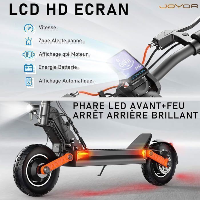 JOYOR S10-SZ - Trottinette elétrica - Dois motores 1000 W, bateria 60 V 18 Ah - Velocidade máxima 60 km/h - Preto