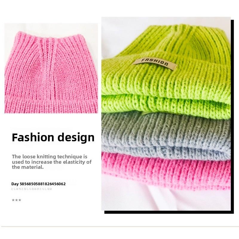Korean-style Cat-ear Hat - Children's Size - Warm Woolen Hat for Autumn and Winter - Pure Color Knitted Hat - Sweet and Cool Style