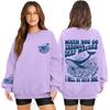 Women's Fashion Long Sleeve Print Round Neck Loose Pullover Sweater Top
