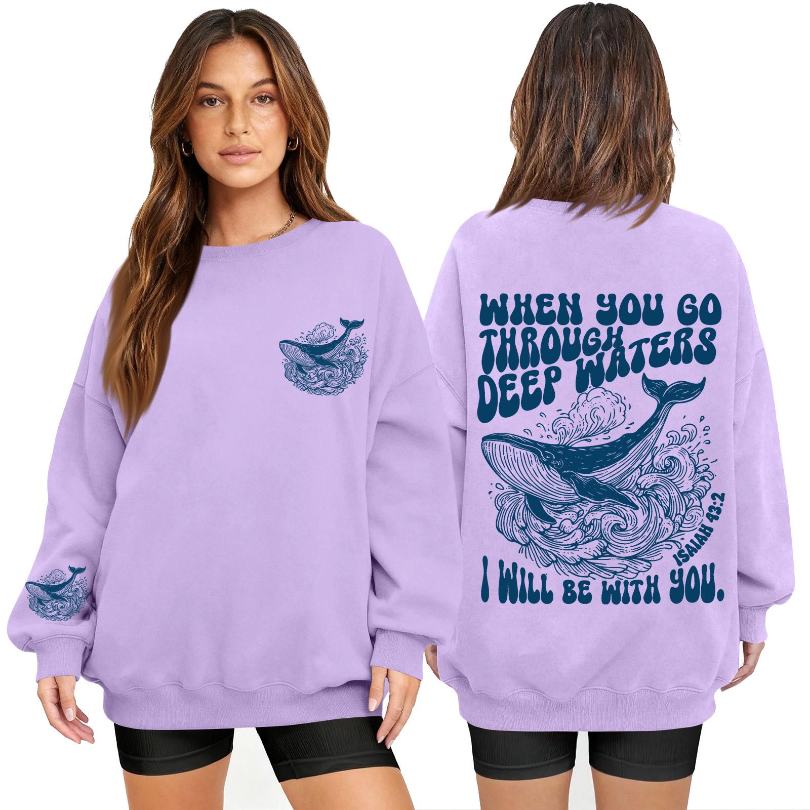 

Женский модный пуловер с длинным рукавом, принтом и круглым вырезом, свободного кроя L фиолетовый