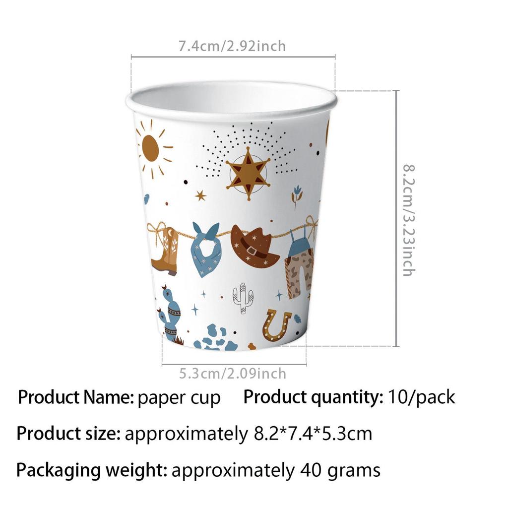 Western Cowboy Themed Party Supplies: Brown Paper Plates, Napkins, and Tablecloth