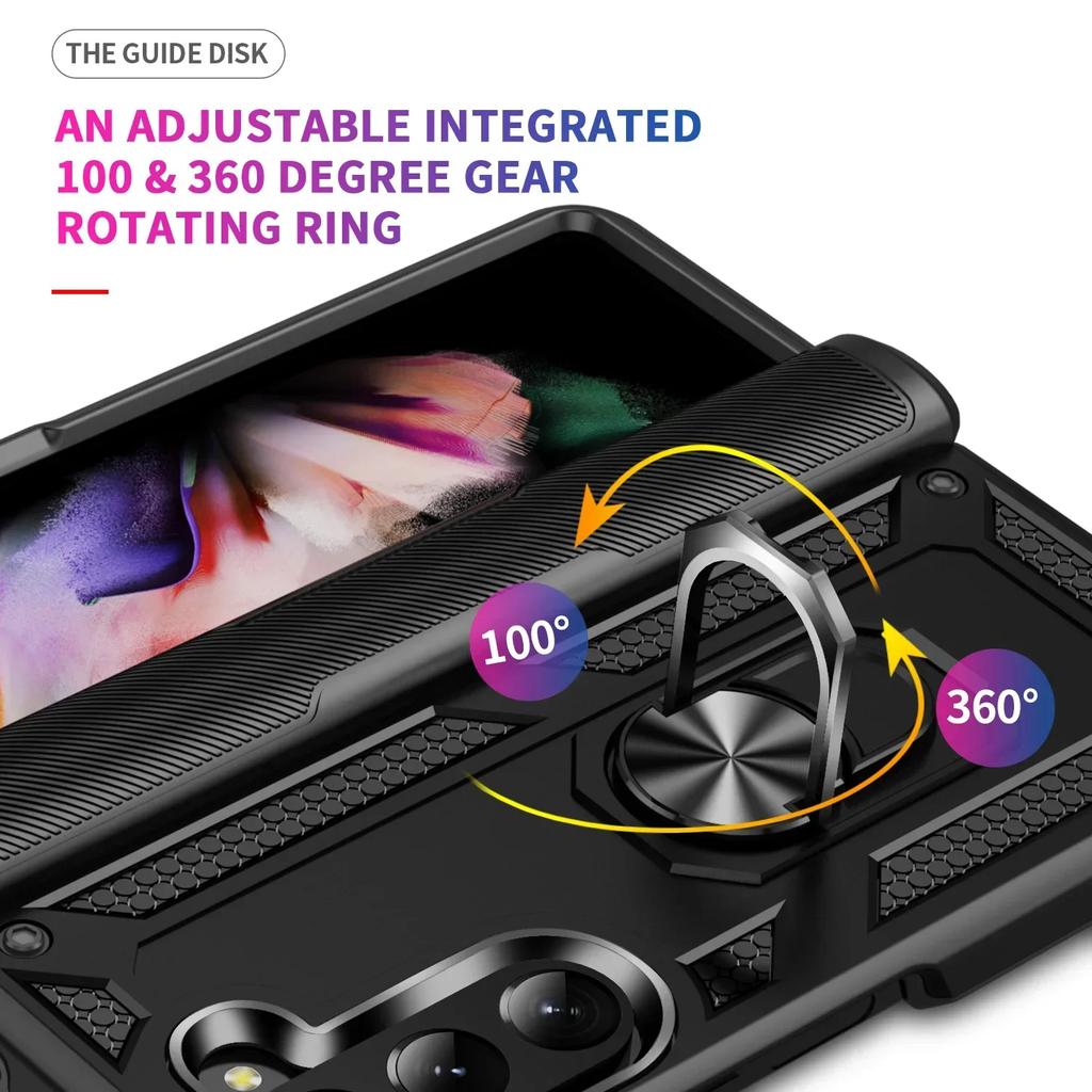 Rugged Military Grade Shockproof Case for Samsung Galaxy Z Fold 7 6 5 4 5G Finger Ring Car Stand Magnetic Hinge Protection Cover