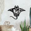 13.7 Inch Tropical Manta Ray Iron Wall Art, Metal Painting for Garden Patio Outdoor Decor, Island Style Seaside Retreat