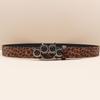 Y2K Leopard Print Rhinestone Tiger Claw Punk Women's Leather Belt