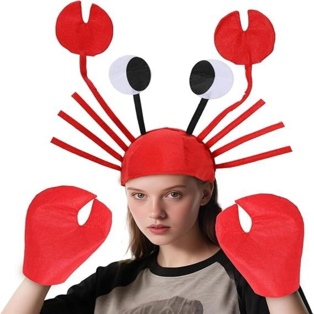 Cartoon Red Lobster Costume Set Animal Character Animal Headgear Funny Costume Headwear  Men