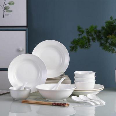Jingdezhen Čistě bílá 18dílná keramická jídelní sada