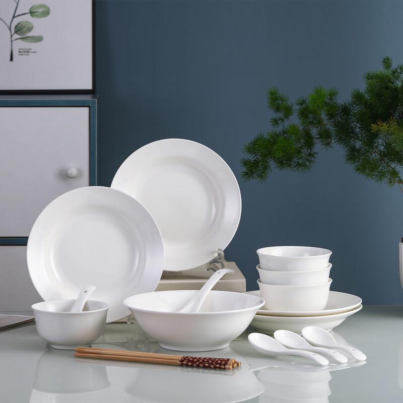 Цзиндэчжэньский чисто-белый керамический набор столовой посуды из 18 предметов