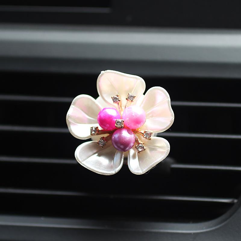 Car Air Vent Perfume Clip Pearl Flower Car Interior Decoration Gift