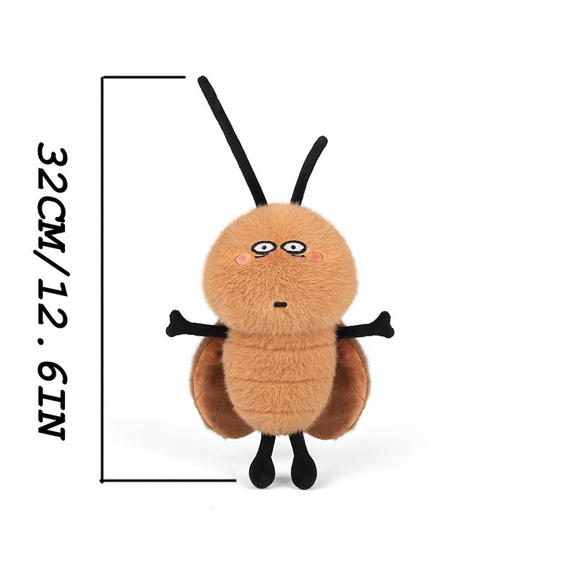 1PC Doll Cockroach Plush Doll Little Strong Doll Ugly Cute Plush Toy Funny Birthday Gift Caramel Brown Autumn Atmosphere Doll