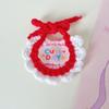Peanut & Penguin Pattern Hand‑Crocheted Mini Pet Bib Cute Cartoon Saliva Towel for Kittens Small Dogs