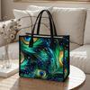 Peacock Feather Pattern Tote Bag Fashion Large Capacity Casual Daily Handbag for Ladies Outdoor Shopping Use