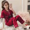 Women's Imitation Silk Short Sleeve Pajamas: Sexy, Lightweight, Plus Size Two-Piece Set with Long Pants.
