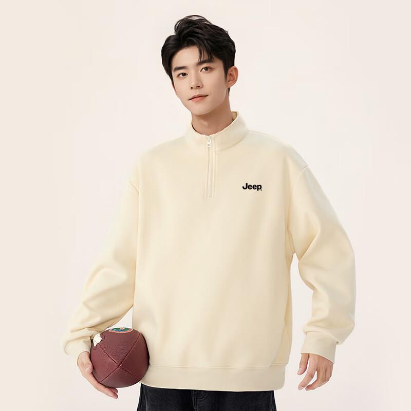 JEEP Men's Winter Fleece-Lined Half-Zip Stand Collar Sweatshirt