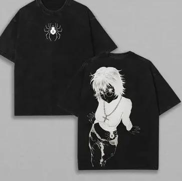 Vintage Washed Hunter X Hunter Shizuku Phantom Troupe Anime T-Shirt Unisex Oversized Streetwear Cotton Short Sleeve Casual Tops