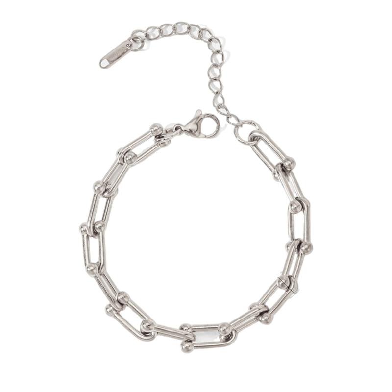 

Elegant Horseshoe Clasp Bracelet Stainless Steel Jewelry 8mm & 6.5mm Widths Gold Silver Tone Adjustable Chain for Women Men