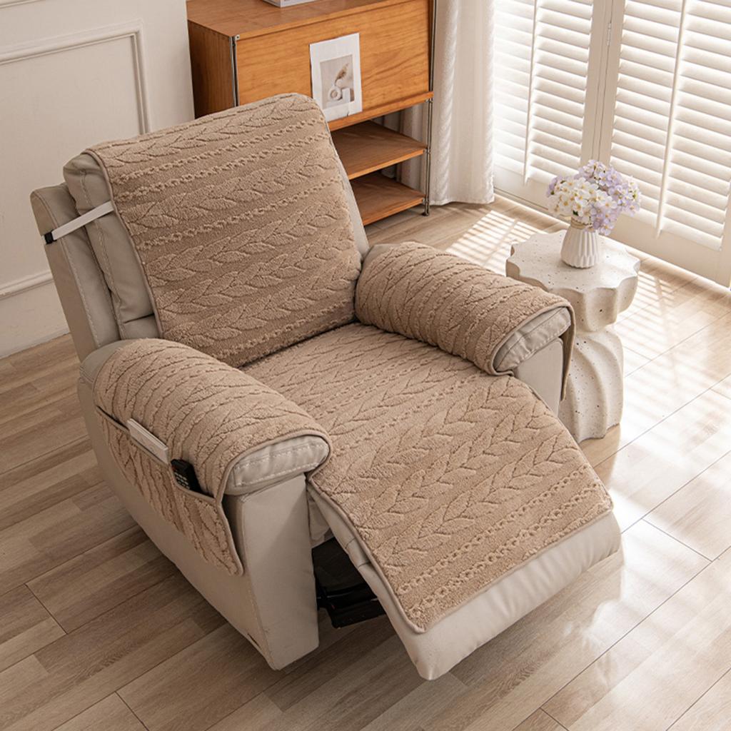 Autumn and Winter Warm Integrated Massage Lounge Chair Cushion Plush Sofa Towel Seat Cushion, First-class Single Seat Cushion