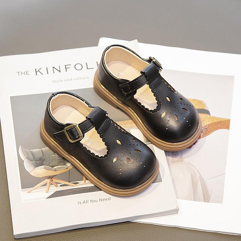 

детские кожаные туфли на мягкой подошве, повседневная обувь 21 чёрный