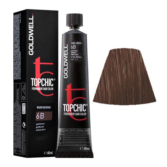 Goldwell Topchic Warm Browns Gold Brown 6B Permanent Hair Color 60ml.