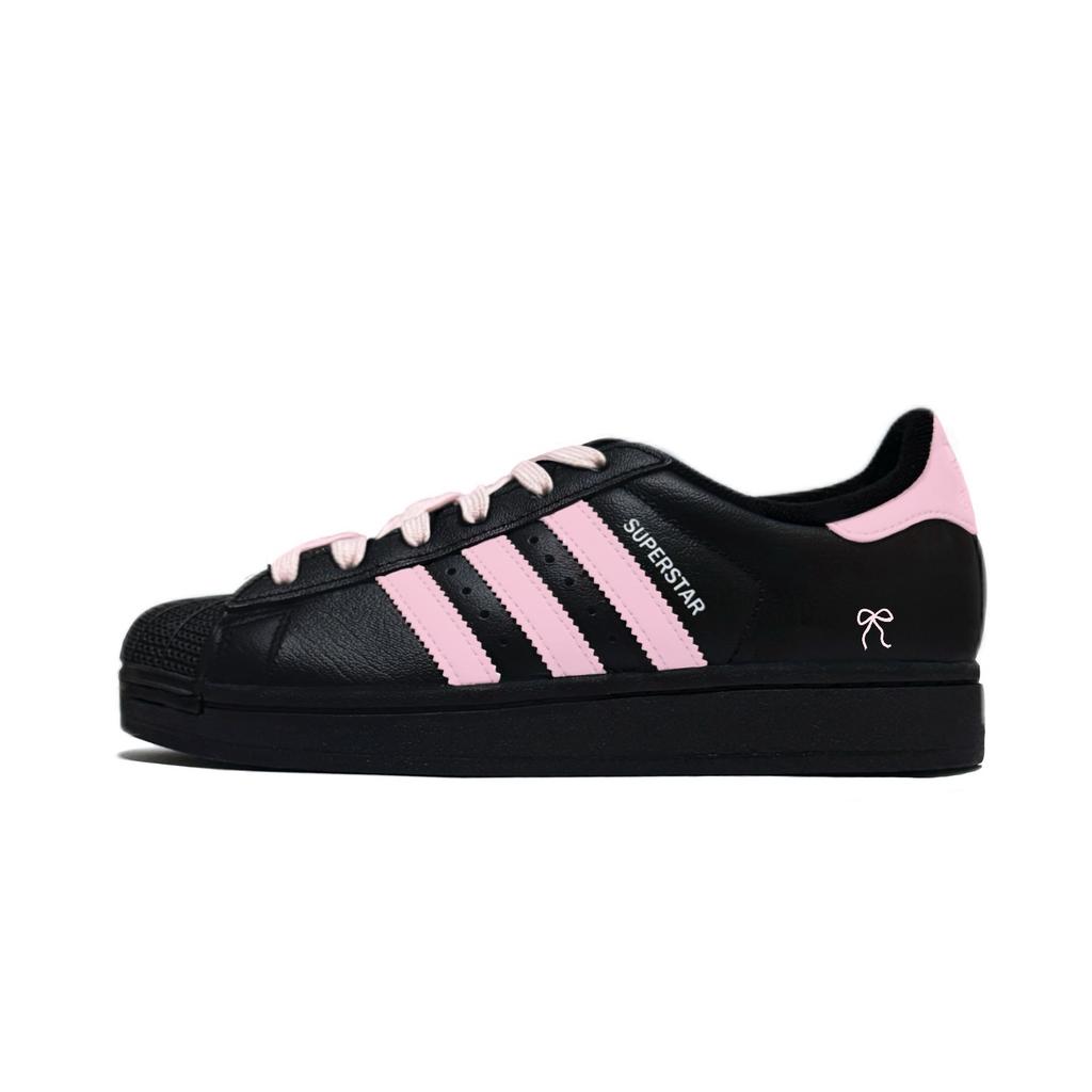Adidas Originals Superstar 2 Cushioning Abrasion Resistant Lightweight Low top Skateboard Shoes Unisex Black Pink JI0079(Team924-)