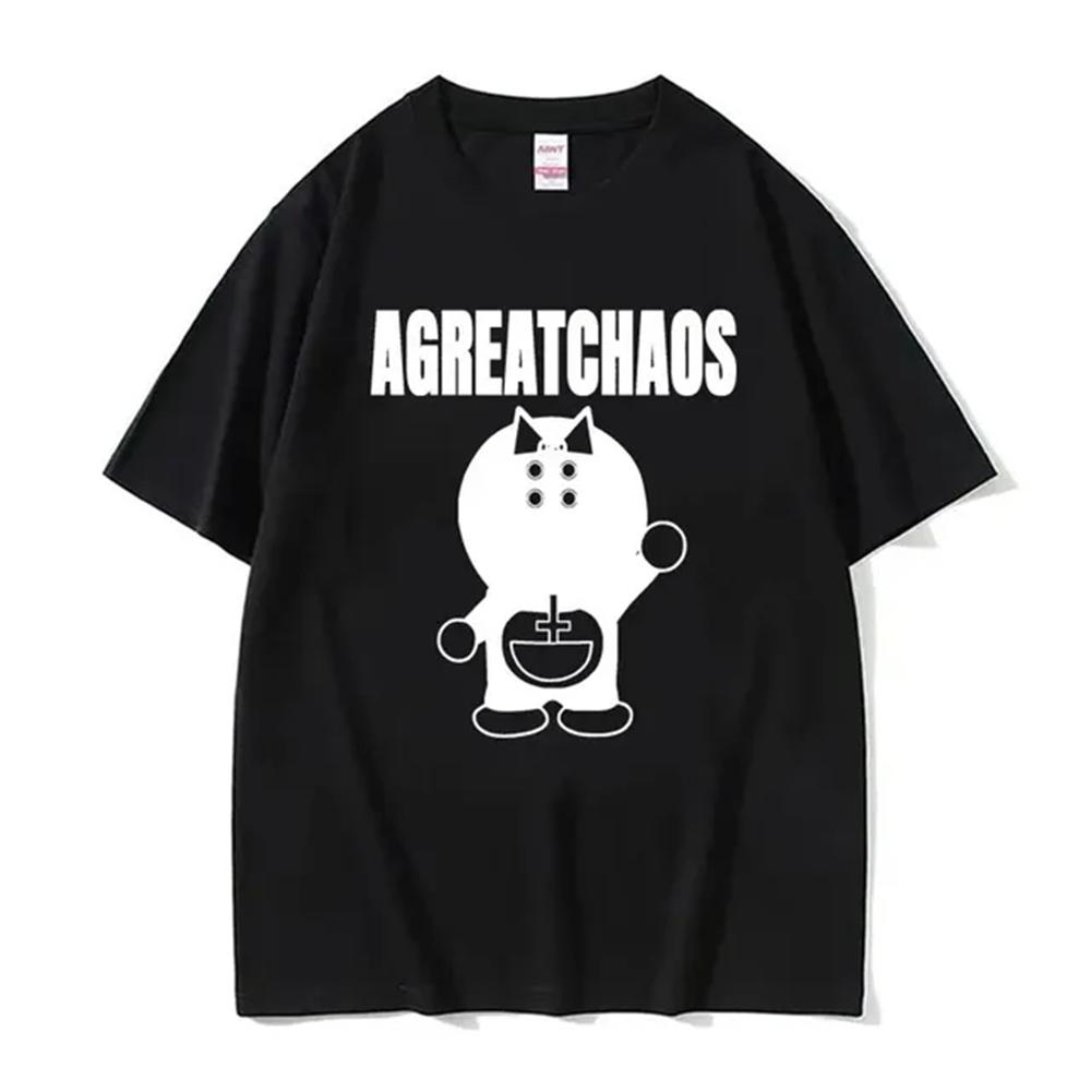 Gothic style dark 2025 pure cotton trendy T-shirt top neutral letters American messy fonts for men and women redtube logo