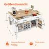Kücheninsel mit klappbarer Arbeitsplatte, Rollwagen, 2 Schubladen, Wein- und Gewürzregal, Handtuchhalter, Platzsparendes Design für Küche & Esszimmer
