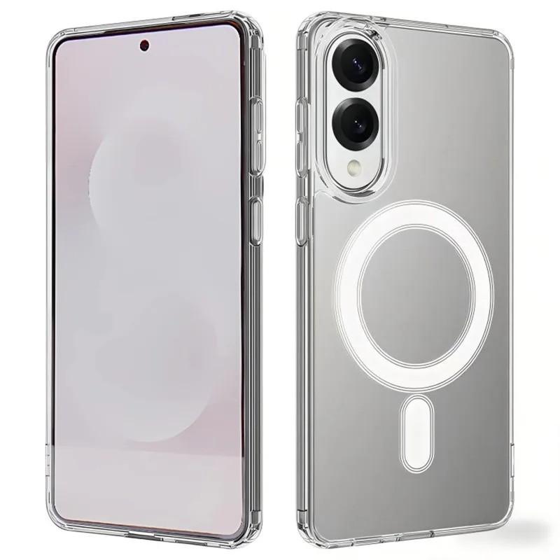For Samsung Galaxy S25 Edge Clear Phone Case WANLONFENG LM Series Compatible with MagSafe with Screen Film (Big Lens Hole)
