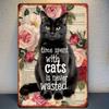 Metall Gedenkzeichen Katze Wartet an der Tür Schwarze Katze Sonnenblume Geschenk Haustierverlust