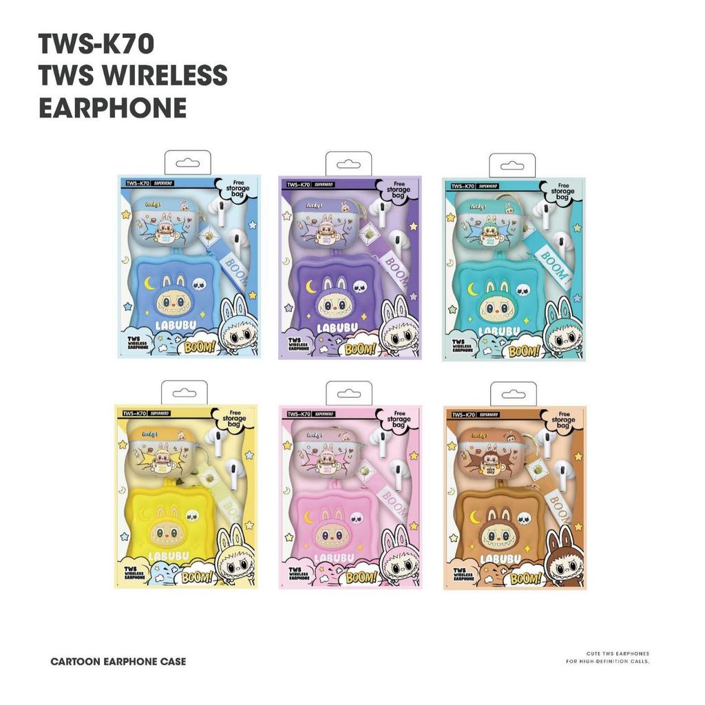 New TWS-K70 In-ear Bluetooth 5.4 Earphones with Cartoon Coin Purse Silicone Case
