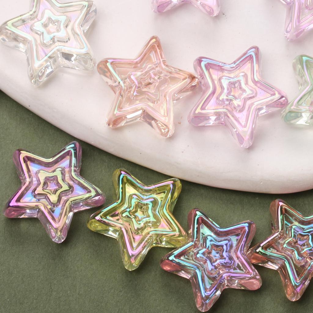 DIY Material Transparent 10Pcs Acrylic Charms Star Pentagram 20mm Beads UV Plated Creative Jewelry Accessories Pendant Bracelet Necklace