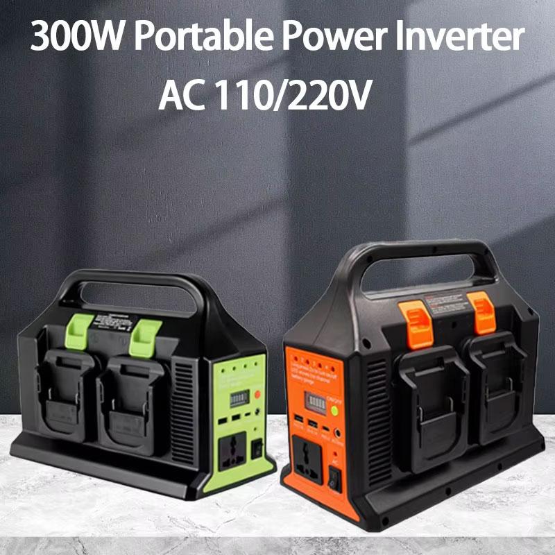 300W Outdoor Power Inverter Sine Wave Inverter For Dewalt For Makita/Milwaukee/Bosch 18V Li-ion Battery With USB/Type-C Interfa