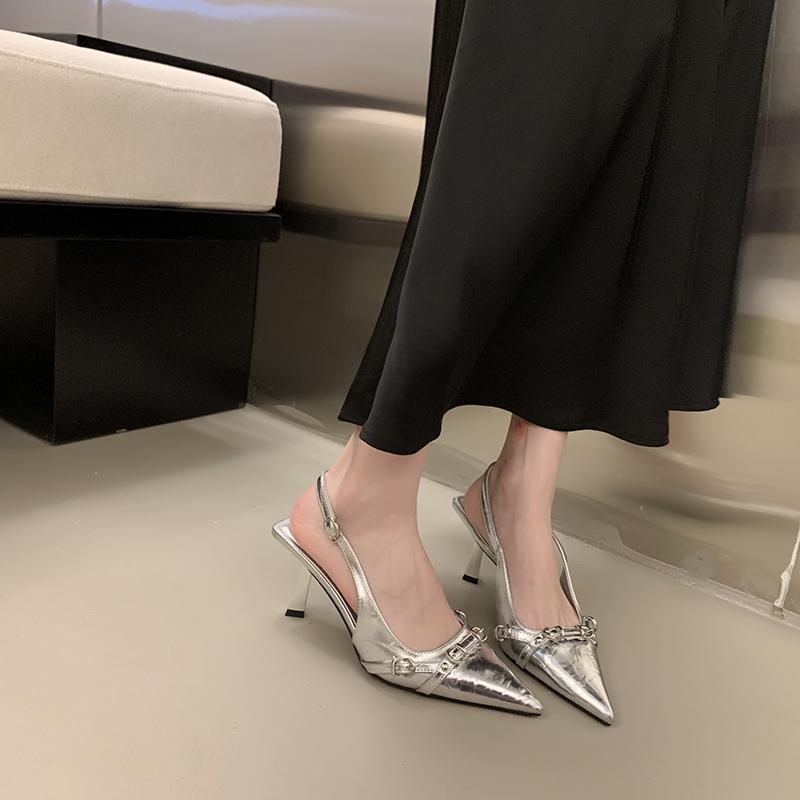 Women's Outer Wear Style High Heels Versatile Sandals with Dress Leisurely Casual Shoes Comfortable Fitting Rubber Sole