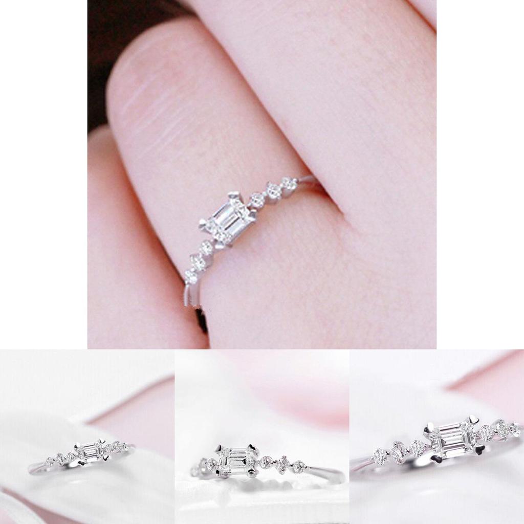 Stunning Silver Plated Natural Gemstones Square White Sapphire Wedding Birthstone Ring With Premium Craftsmanship