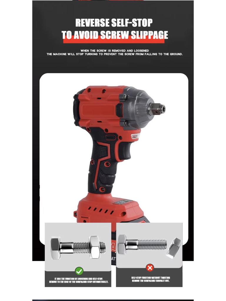 21V Brushless Electric Impact Wrench with Rechargeable Lithium Battery for Car, Scaffolding, and Carpenter Use