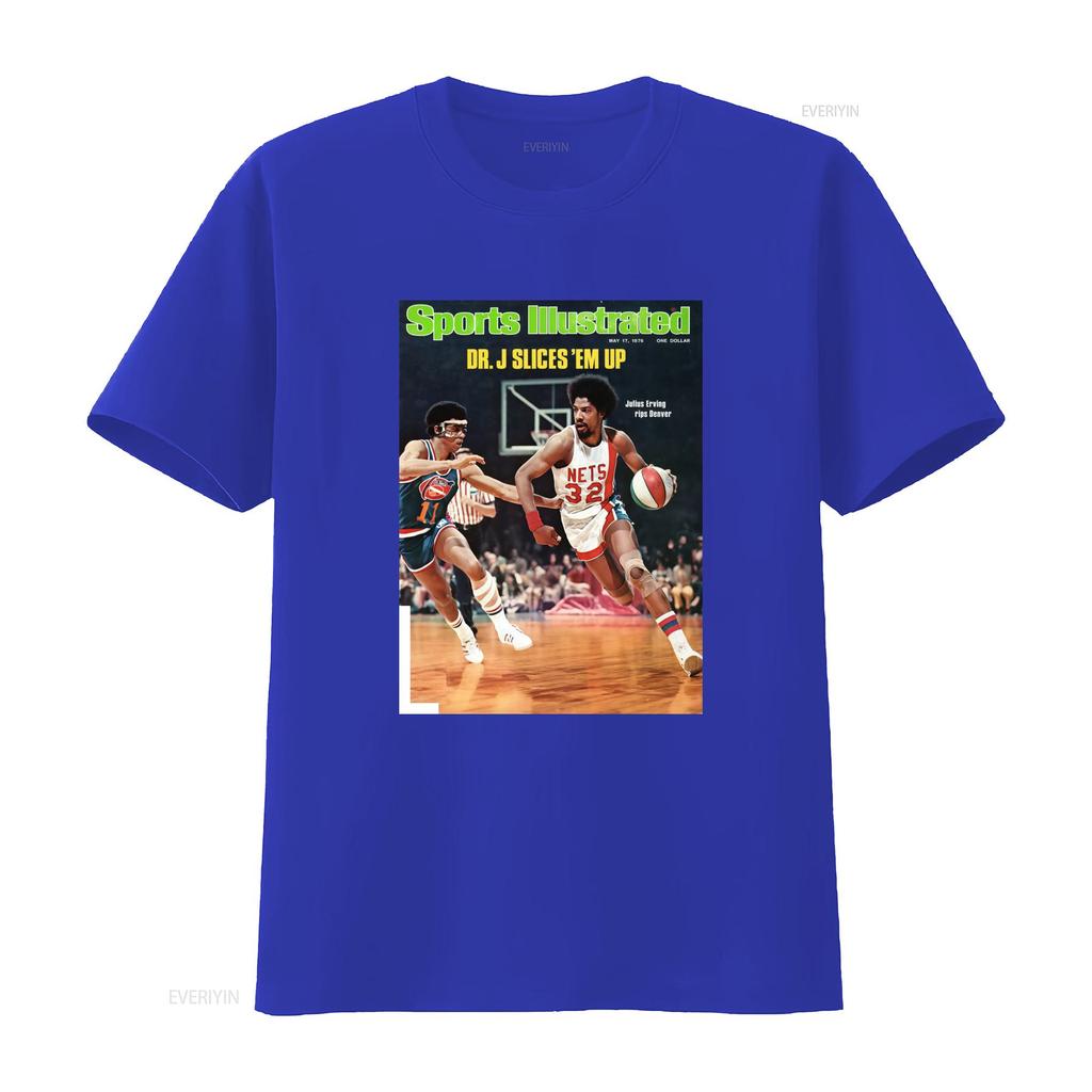 Vintage Retro Basketbol Dr J Julius Erving Sports Illustrated Kapak Baskısı Günlük Sokak Giyimi Tişört vintage Yıkanmış