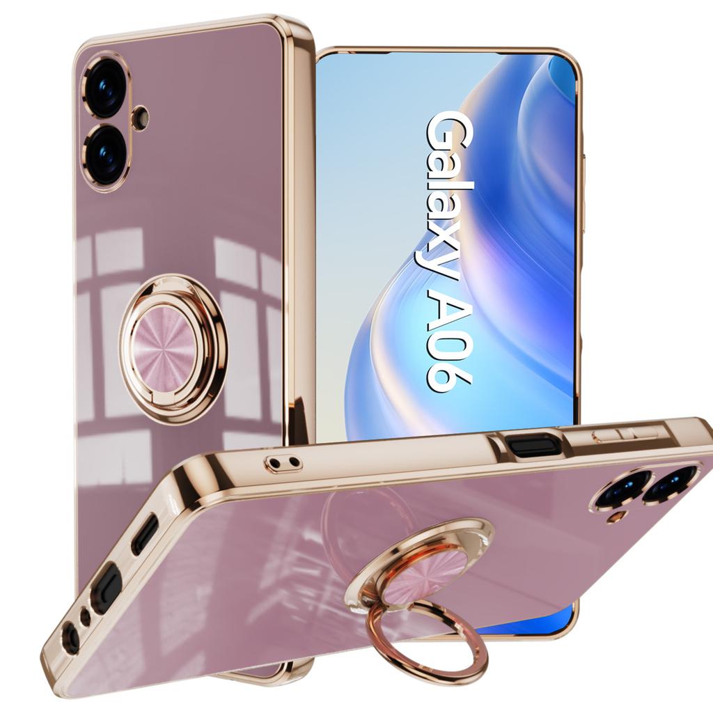 For Samsung Galaxy A06 4G Case Precise Cutouts 6D Electroplating TPU Phone Cover with Ring Holder