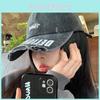 Black Wide Chic Brim Baseball Cap For Women With Distressed Versatile Style