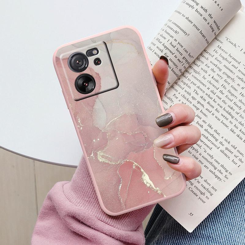 For Xiaomi 13T Pro Pink Gold Marble Art Fashion Phone Case Soft Silicone Funda Cover For Xiaomi 12T 11T 10T 12 Lite Coque Bumper