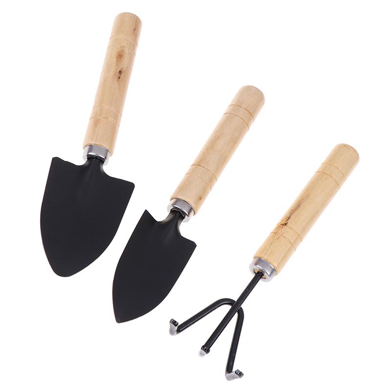 3 Adet/takım Mini Bahçe Alet Setleri Kürek Tırmık Kürek Bonsai Alet Seti Ahşap Saplı